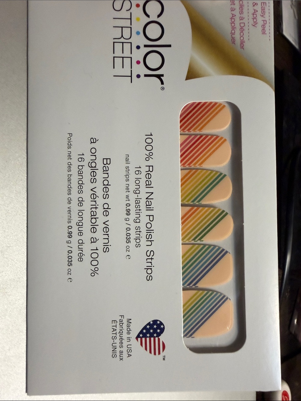 Color Street Peach Rainbow Diagonal Stripe Nail Strips- Rainbow Rhythum